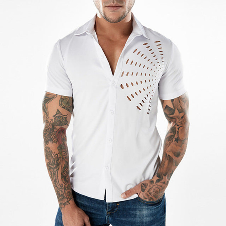 V Neck Turn Down Collar Shirts