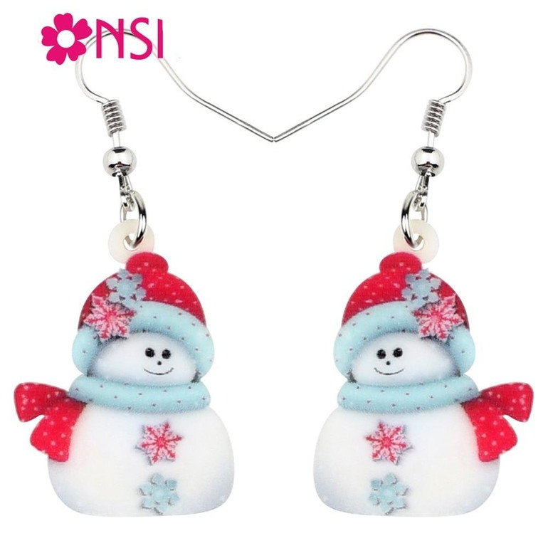 Acrylic Christmas Snowman Decoration Earrings