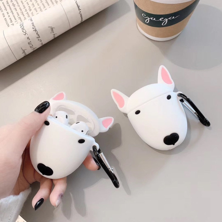 Kawaii Bull Terrier Silicone AirPods Case Earphone Protector