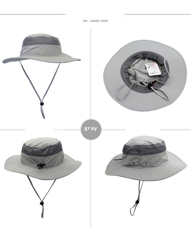Breathable Mesh Polyester Wide Brim Bucket Hat (Unisex)  - 12 Colors