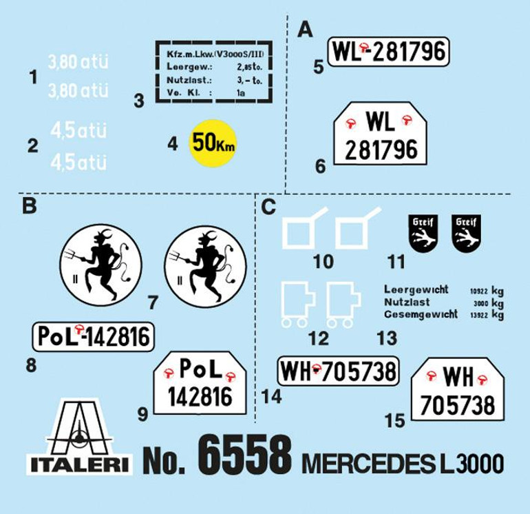 Italeri Military 1/35 Mercedes Benz L3000S German Cargo Truck Kit
