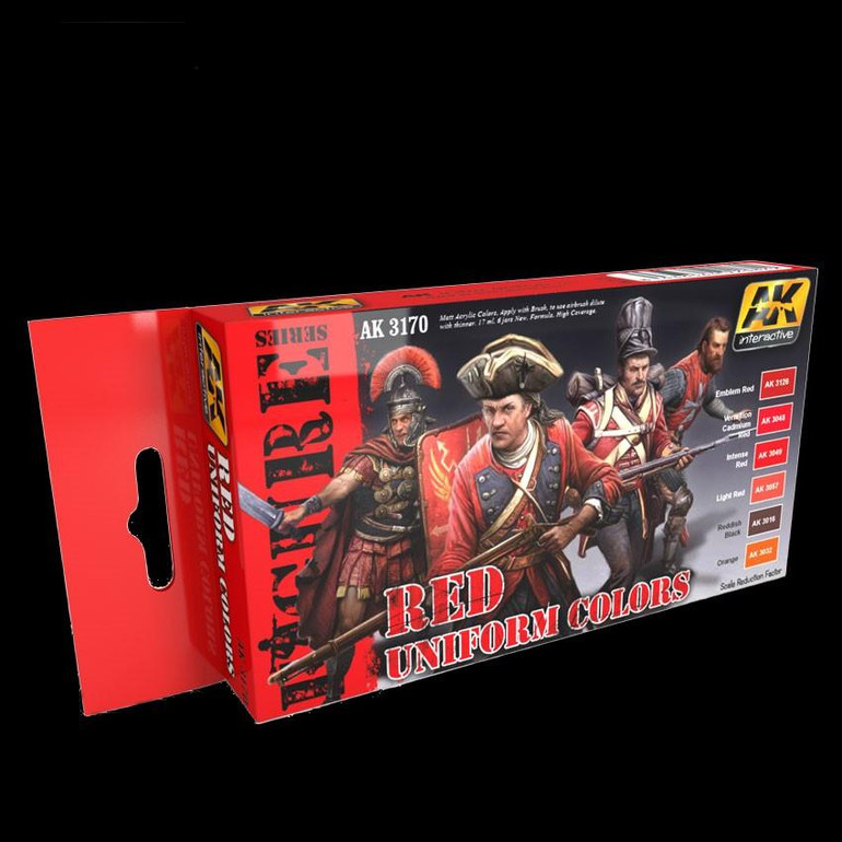 AK Interactive Figure Series: Red Uniform Colors Acrylic Paint Set (6 Colors) 17ml Bottles