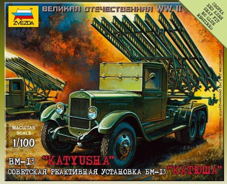 Zvezda 1/100 WWII BM13 Katyusha Rocket Launcher Snap Kit