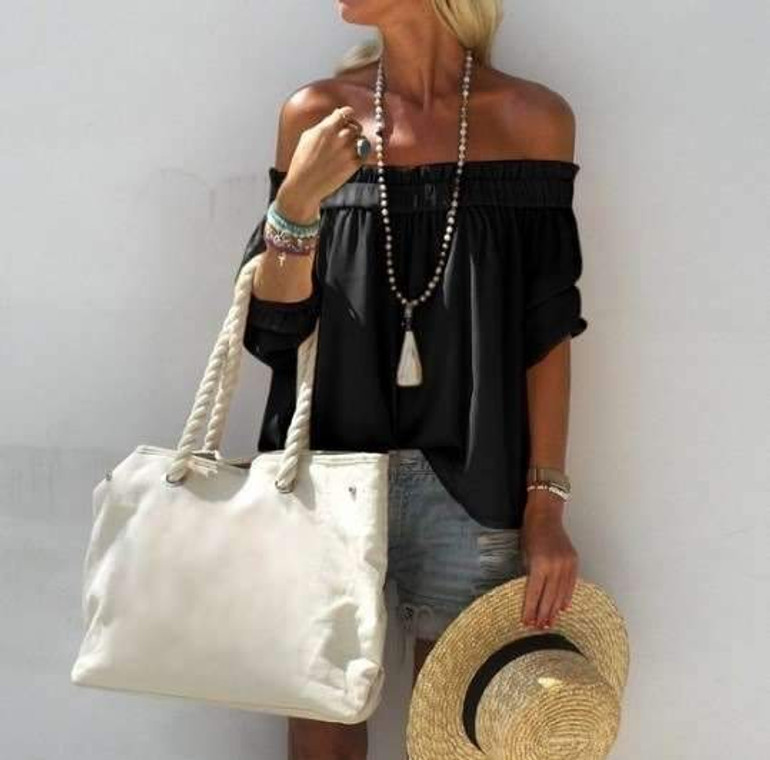 Off shoulder Drape Pure T-Shirts
