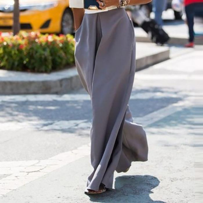 Casual Loose Pure Color Irregular Long Pants