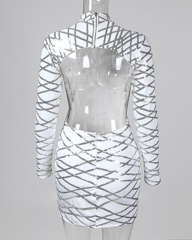 Sexy Open Back Sequined Mini Dress Sexy Open Back Sequined Mini Dress