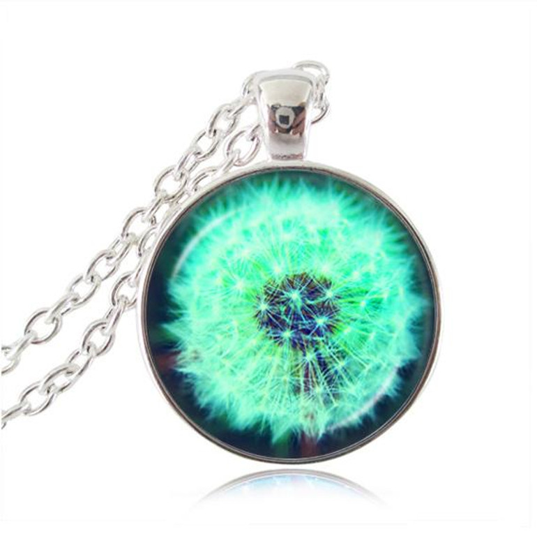 2017 Limited Real Collier Collares Pendant Necklace Dandelion Plated Chain Necklaces Glass Cabochon Natural Plant Jewelry HZ1