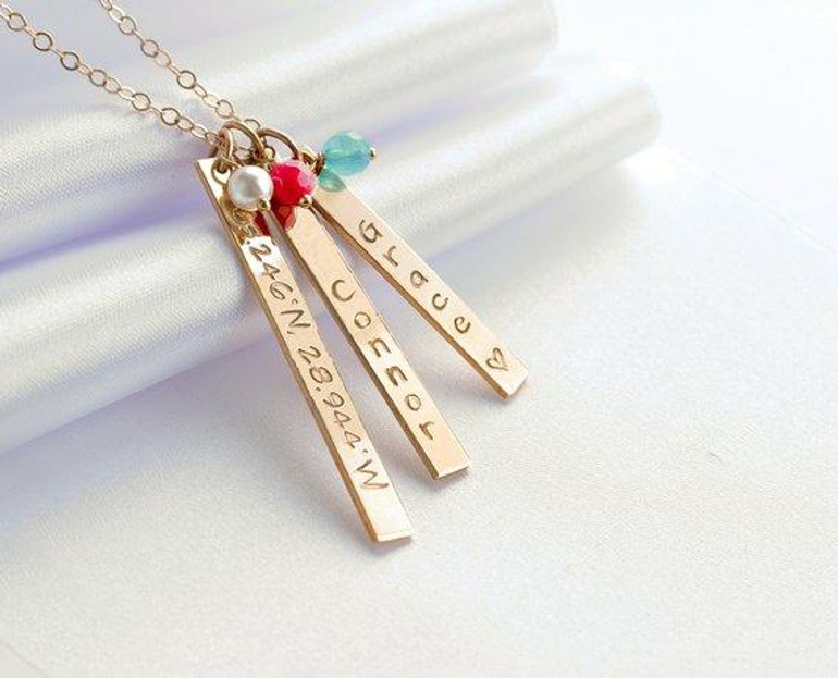 Personalized gift for mom, Mothers necklace, Kids name necklace, Vertical bar necklace, Custom name Bridesmaids necklace, Mothers day gift