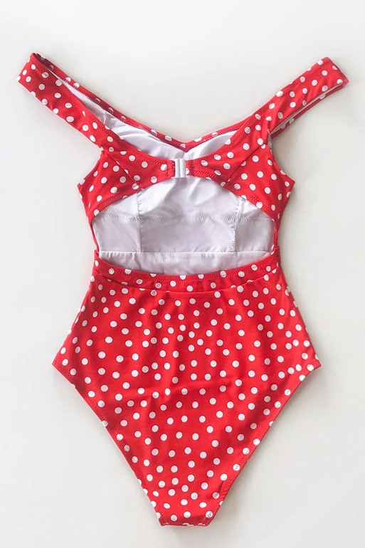 Strawberry Girl Red Polka Dot Belted One-Piece Swimsuit