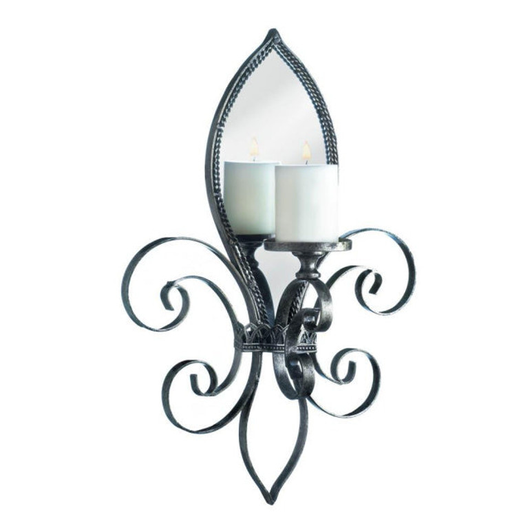 Fleur-De-Lis Wall Scounce With Mirror