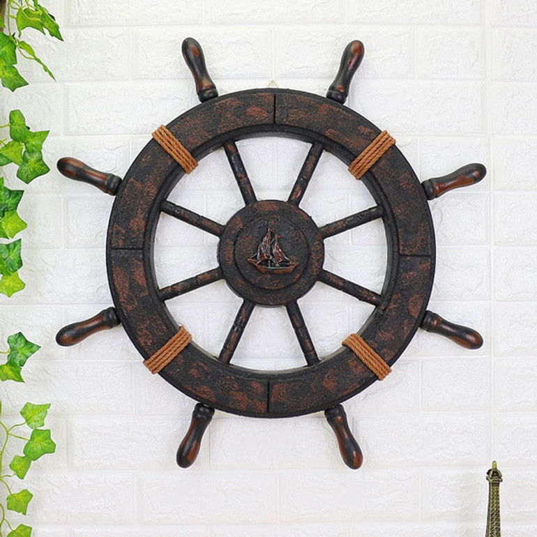Wood Mediterranean Ship Wooden rudder helm Ship Anchor antique home decor wall decoration  vintage room decoration accessories