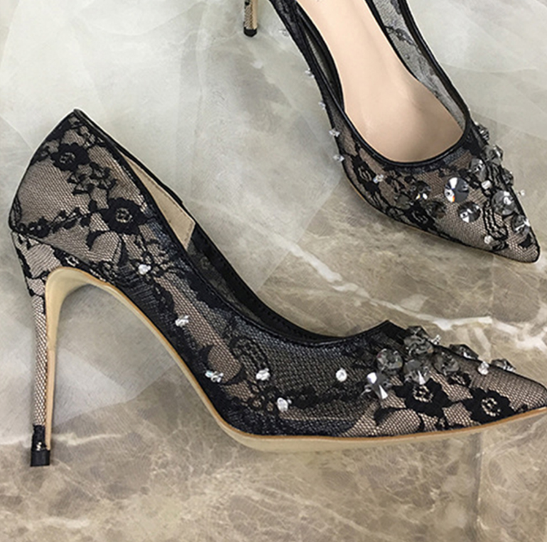 Women's Floral Lace Crystal Bridal Shoes