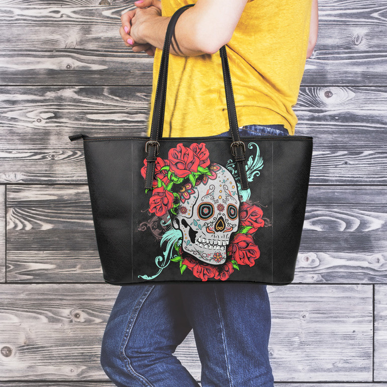 Grey Sugar Skull Large Tote