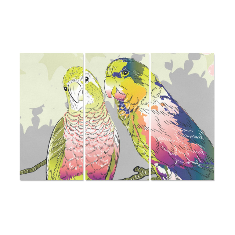 Budgie Bird Budgerigar Canvas Wall Art 3 Pieces Framed Wall Pictures