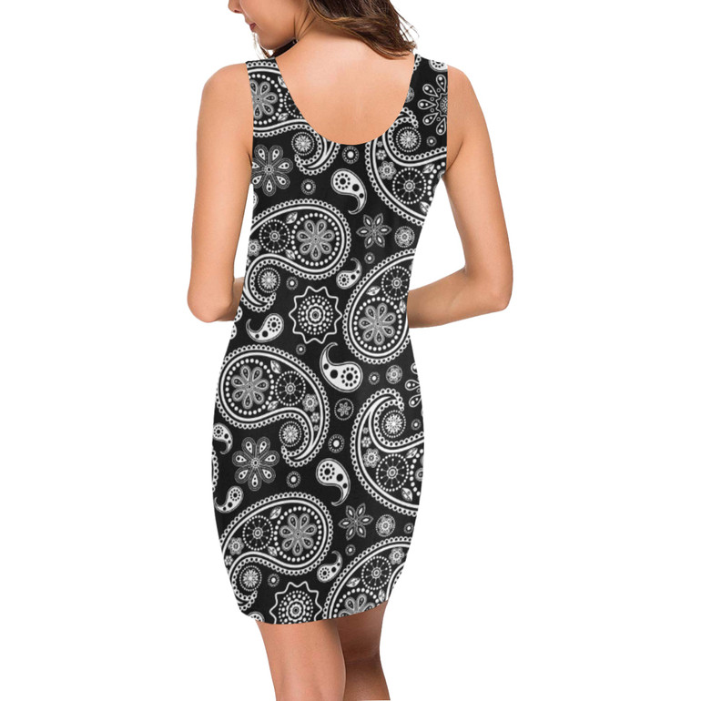 Black and White Paisley Medea Vest Dress