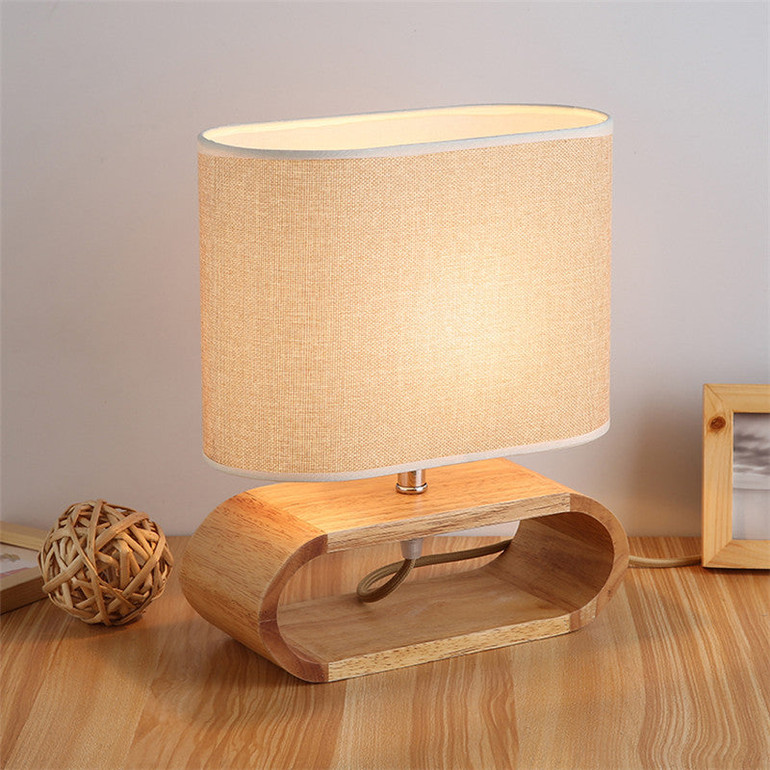 Nordic wood base table lamp cloth lampshade table lights for living room bedroom bedside desk lamp reading lights fixture