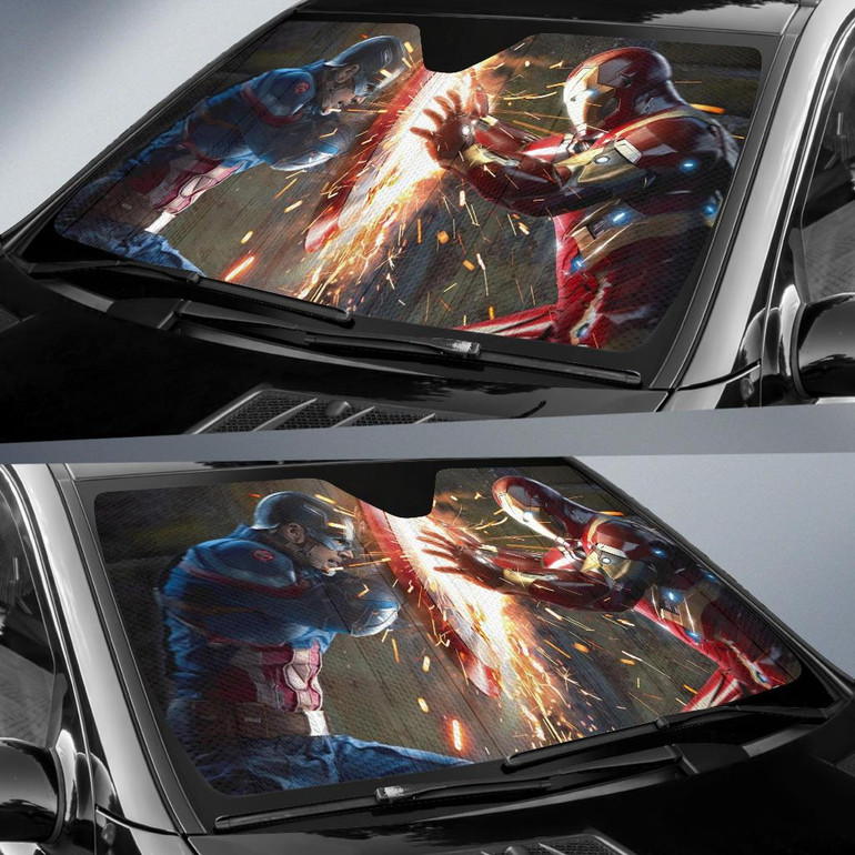 Captain Vs Iron Man Auto Car Sun Shade Windshield