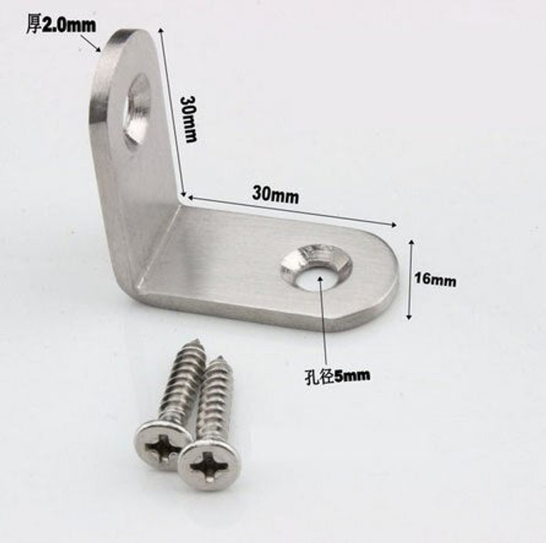 10pcs/lot Stainless Steel Universal Connector Type L 90 Degree Angle Fastener Triangle Corner Bracket With Screws