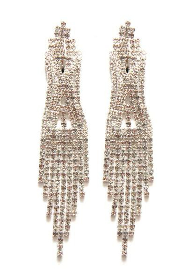 Crystal Clear Rhinestone Clip Earrings