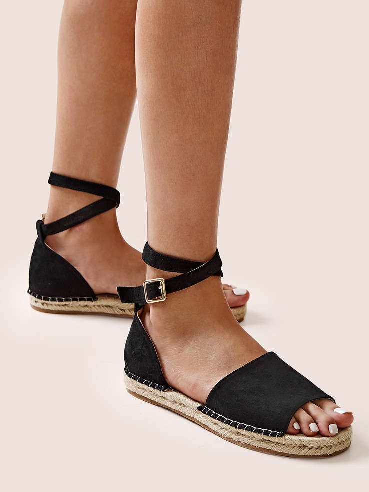 Open Toe Ankle Strap Espadrille Sandals