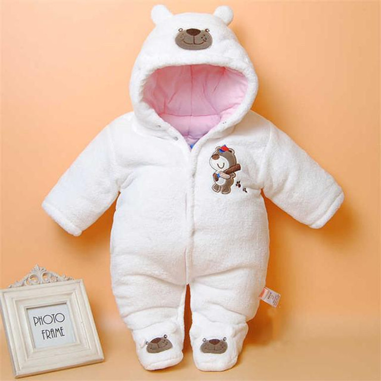 Newborn Baby Romper Jumpsuit Cute Winter Warm Long Sleeve Coral Fleece Infant Rompers Cartoon Baby Boy Clothes Babies Jumpsuits
