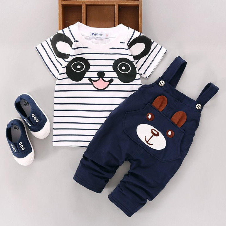 2PCS Newborn Kids Baby Boy Girls Clothes T-shirt Tops+Pants Overalls Outfits Clothing Set