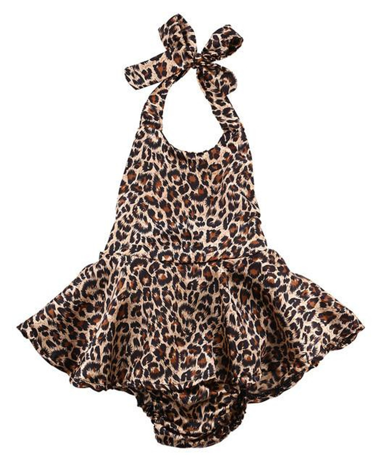 Newborn kids Leopard Print Romper Infant Baby Girls backless Floral Romper Jumpsuit Outfits Sunsuit Clothes