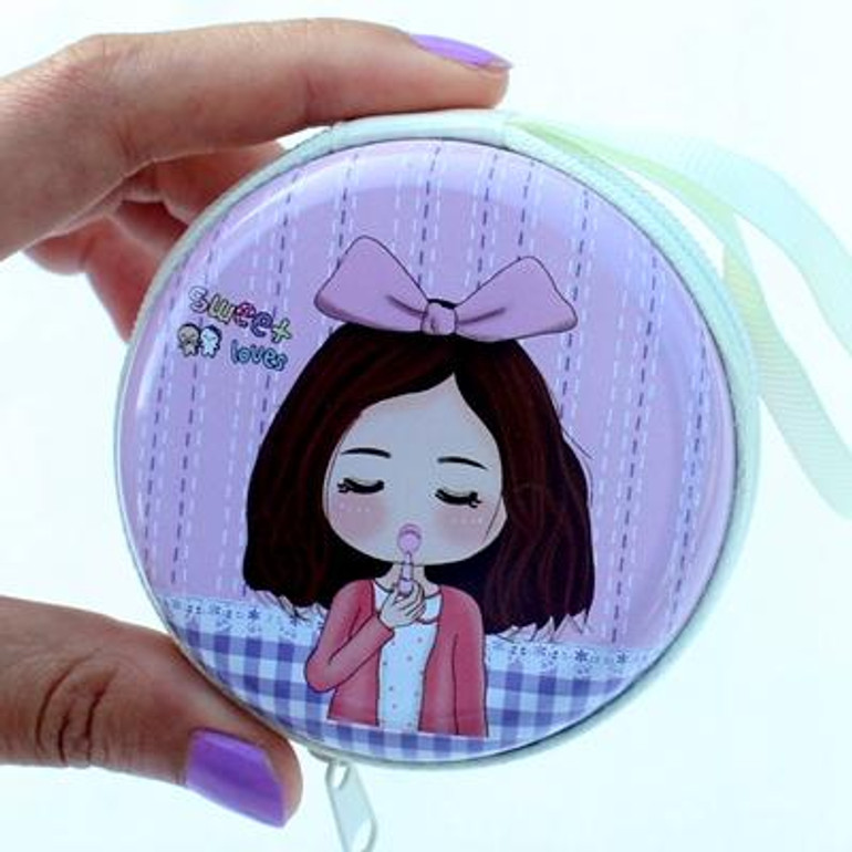 Cute painting women coin purses graffiti Girl key bag children wallet headphones box Kid Change purse Ladies coin wallet pouch