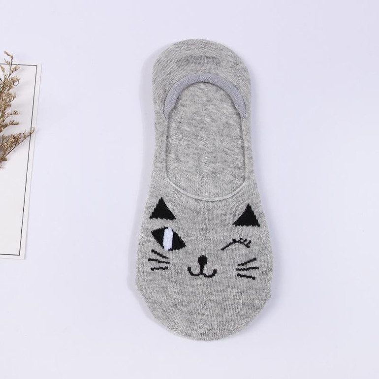 Cute Cat Boat Socks Women Summer Anlimal Funny Sock Girls Cartoon Low Cut Sweet Invisible Candy Slippers Socks