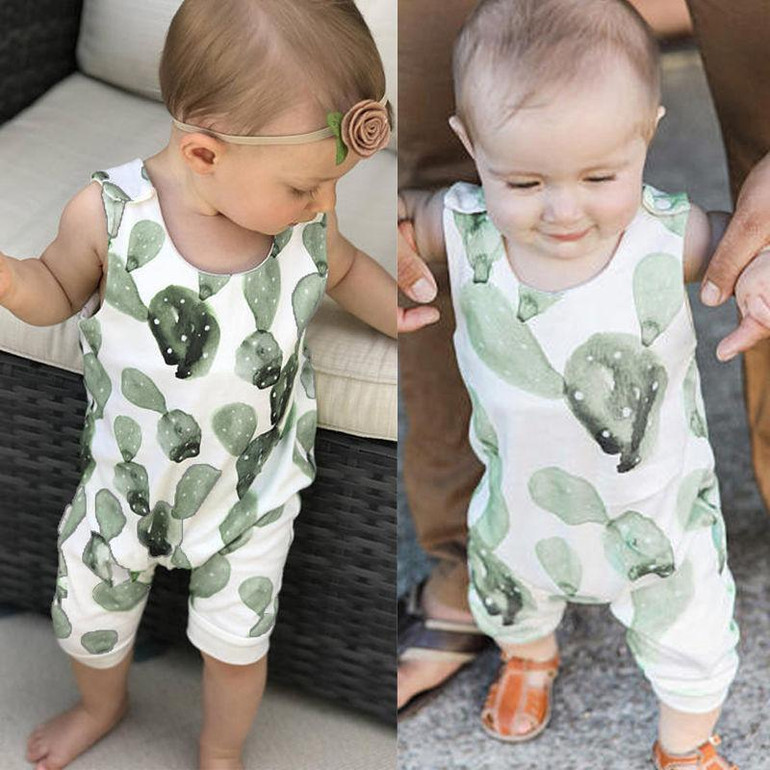 Infant Baby Girl Boy Cactus Romper Sleeveless Summer Costume Children Clothing Girls Boys Rompers Jumpsuit Playsuit Clothes Kids