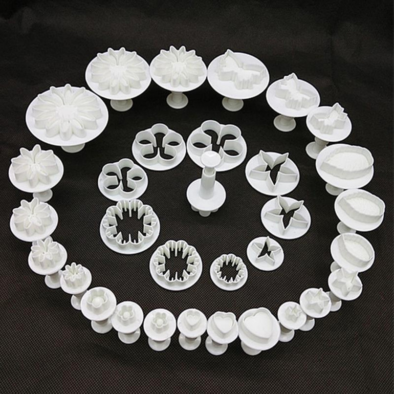 33pcs/set Sugarcraft Cake Decorating Fondant Plunger Cutters Cake Tools Cookie Biscuit Cake Mold Baking Accessories