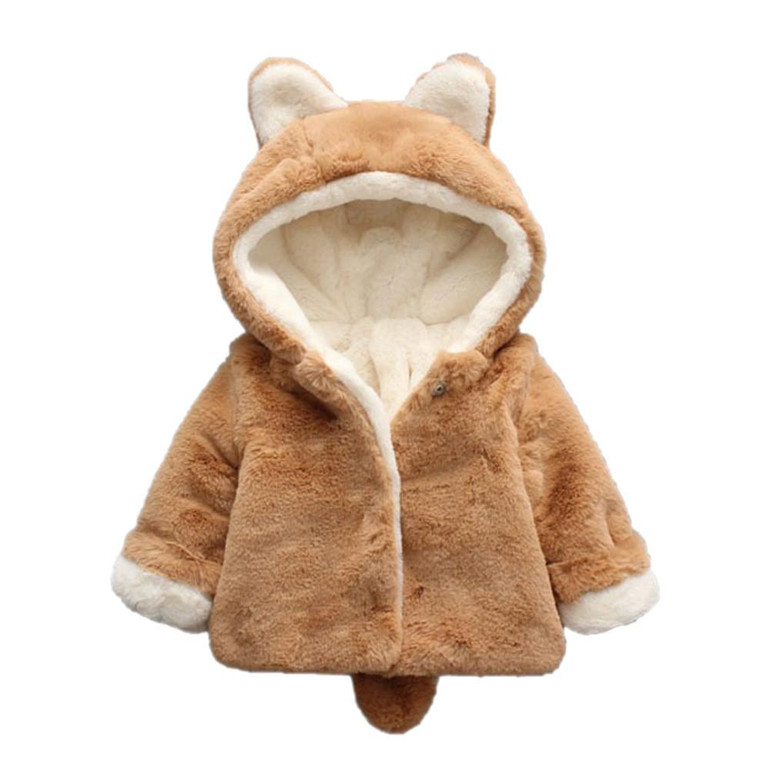 Baby Infant Girls Boys Autumn Winter Hooded Coat Cloak Jacket Thick Warm Clothes Cute Girls Boys Hooded Coat Cloak For kids Ears