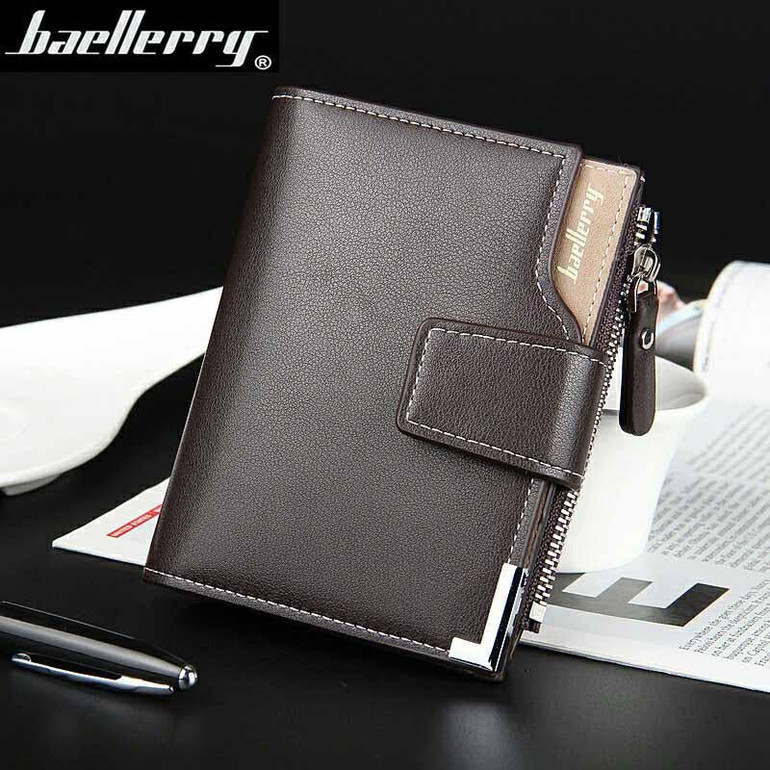 wallet men leather multifunction men wallets zipper coin pocket trifold purse card holder hasp wallet zipper purse small