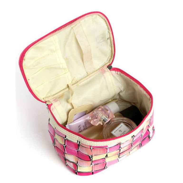 Elvasek hot sale fashion women cosmetic cases travel handbags pu leather makeup bag wash bags make up cosmetic case DH0253