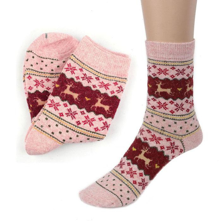 Christmas Deer Design Sock Mens Women Casual Knit Wool Socks Warm Winter High Quality Free size