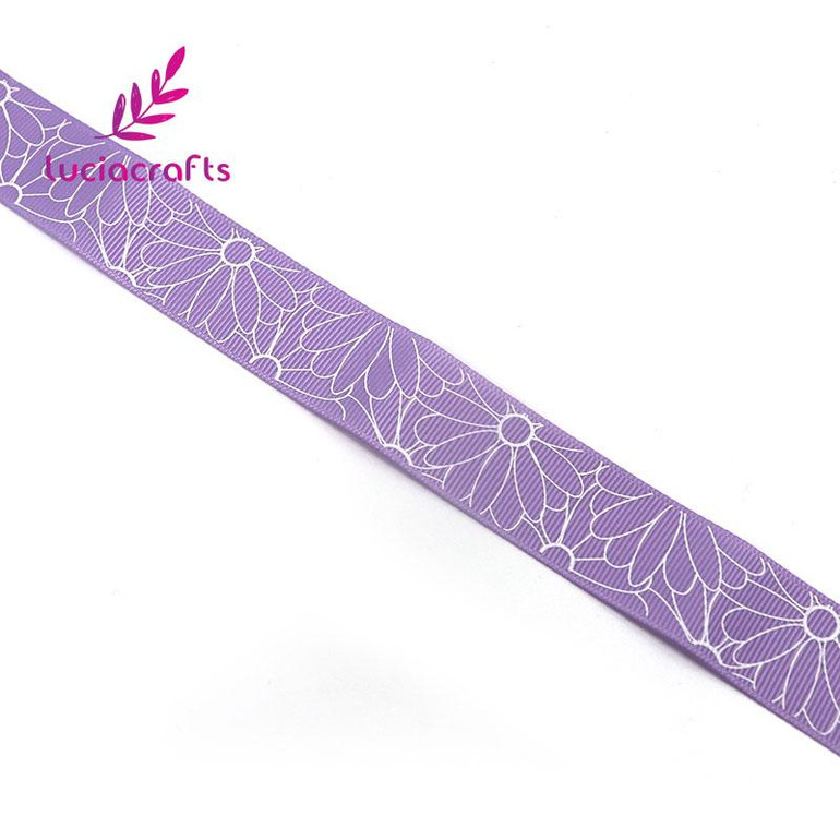 Lucia crafts 25mm Polyester Flower Printing Satin Grosgrain Ribbons DIY Wrapping Sewing Handmade Material Accessories 040054260