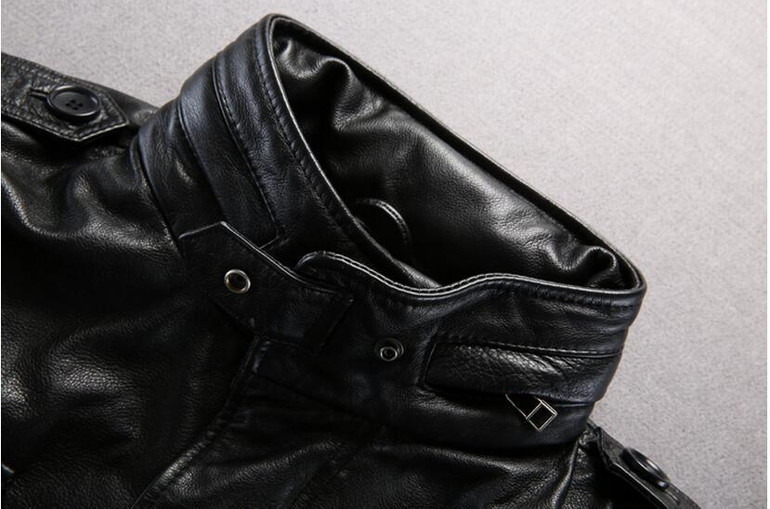 NEW ! Special offer genuine leather jacket army coat leather M65 coat cow leather jacket fat leather jacket short pocket black c