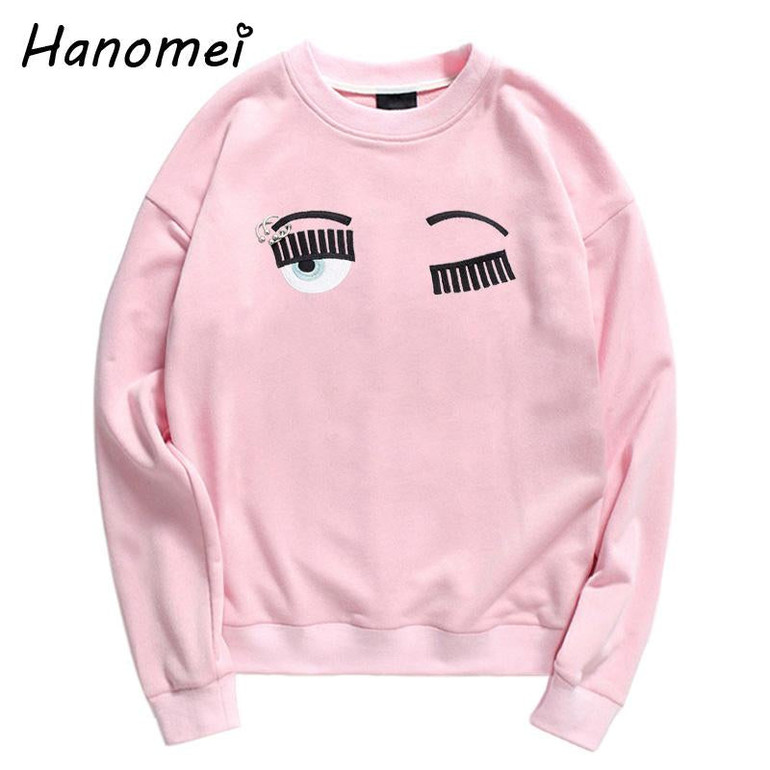 Kawaii Clothes Eyebrow Ring hoodie Embroidery Sweatshirt Women polerones Winter 2018 harajuku Loose Female Cute Hoodies C12
