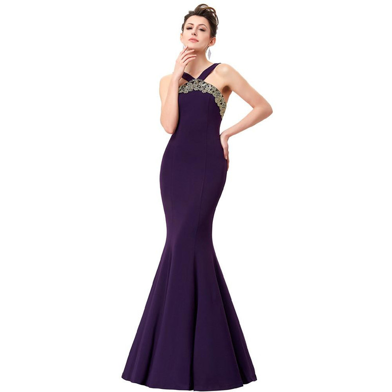 Kate Kasin Purple Evening Dresses Long Elegant Women Bandage Backless Formal Dress Mermaid Evening Gowns Prom Party Dresses 2017