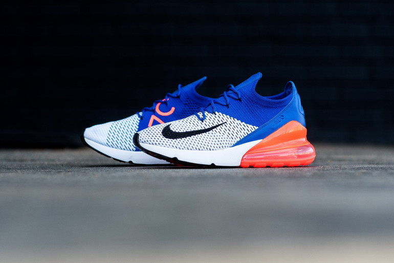 Nike Air Max 270 Flyknit - White/Racer Blue