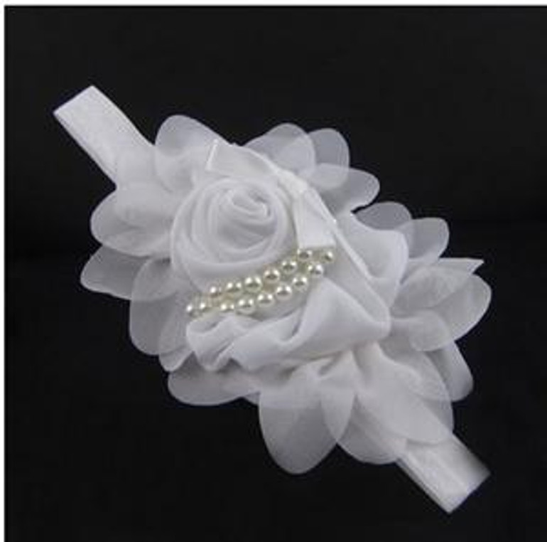 Baby Flower Headband White pearl Solid Color Girl Children Infant Baby Hairband Hair Accessories For Girls Princess Hairband