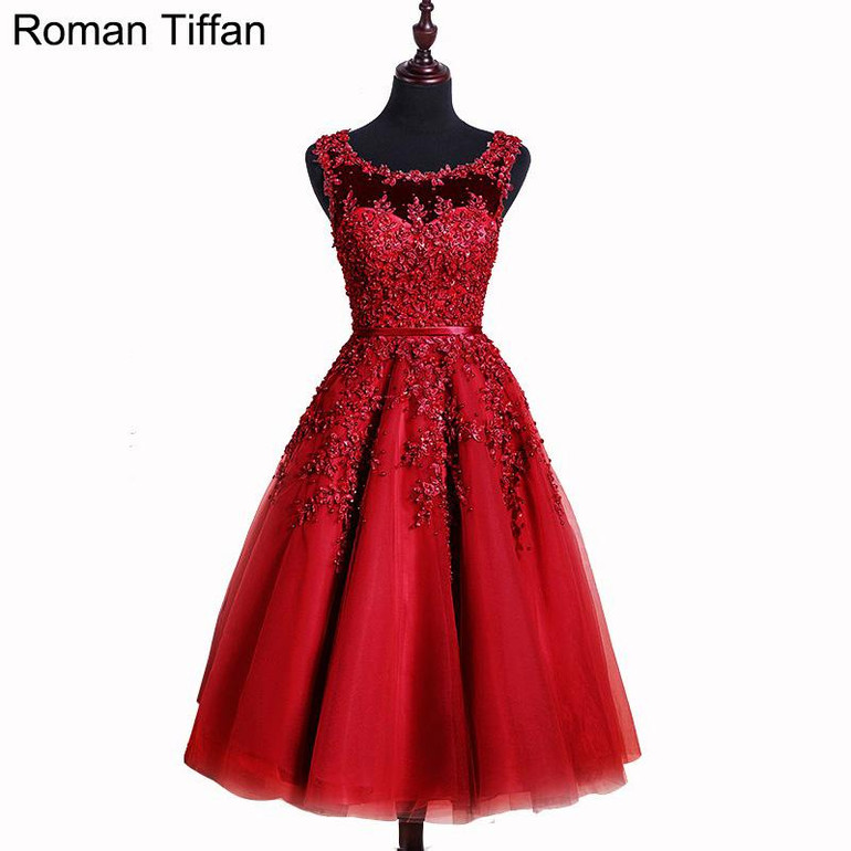 In Stock Dust Pink Beaded Lace Appliques Short Prom Dresses 2018 vestido de festa Medium Length Party gala dress Evening Dress