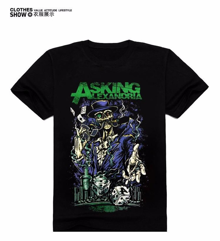 Asking Alexandria The British Metal Orchestra Band 3D T Shirt Mens Black Cotton Short Sleeve Summer Casual T-shirt Rock Hip Hop