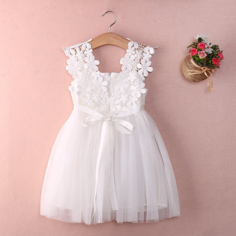 Baby Girl Princess Lace Tulle Flower Fancy Backless Gown Formal Party Dress 2-7Y