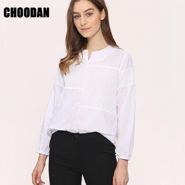 3D Embroidery Blouse Shirt Women Long Sleeve Casual Loose Patchwork Top And Blouses 2017 New Fashion Female Plaid Shirt HOT SALE