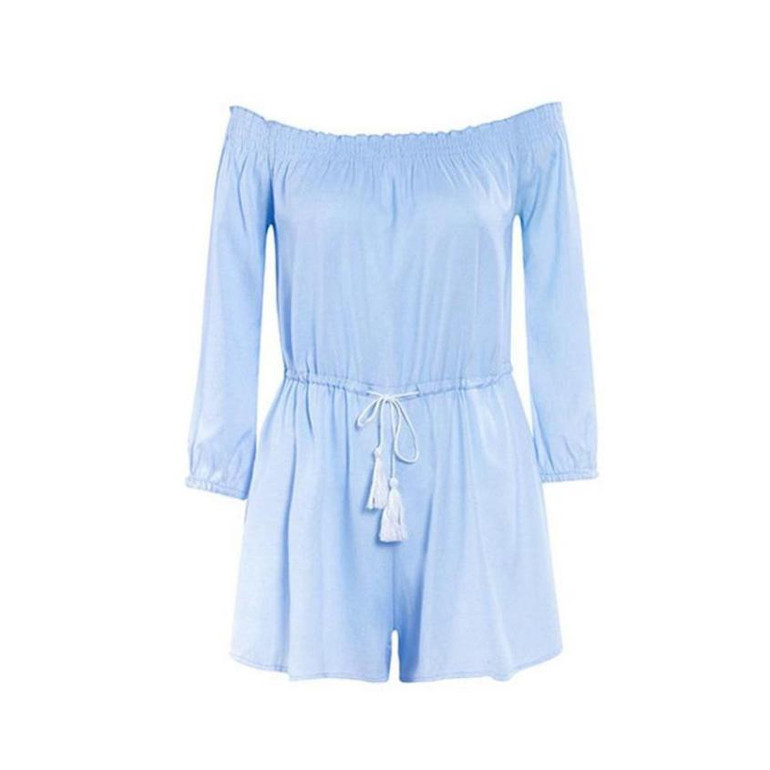 Denim overalls women Women Off Shoulder Clubwear Playsuit Party Jumpsuit Romper Short rompers bodysuit jumpsuit salopette femme