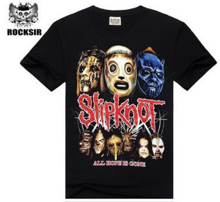 Rocksir 2017 Summer Style Fashion Men T Shirt Black T-Shirt Tshirt Men's Shirt Cotton Rock Band Slipknot Print Hip Hop Tee