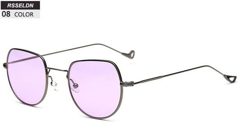 RSSELDN Newest Ocean Small Square Sunglasses Women Fashion 2017 Gold Metal Clear Blue Sun glasses For Men Small Size uv400