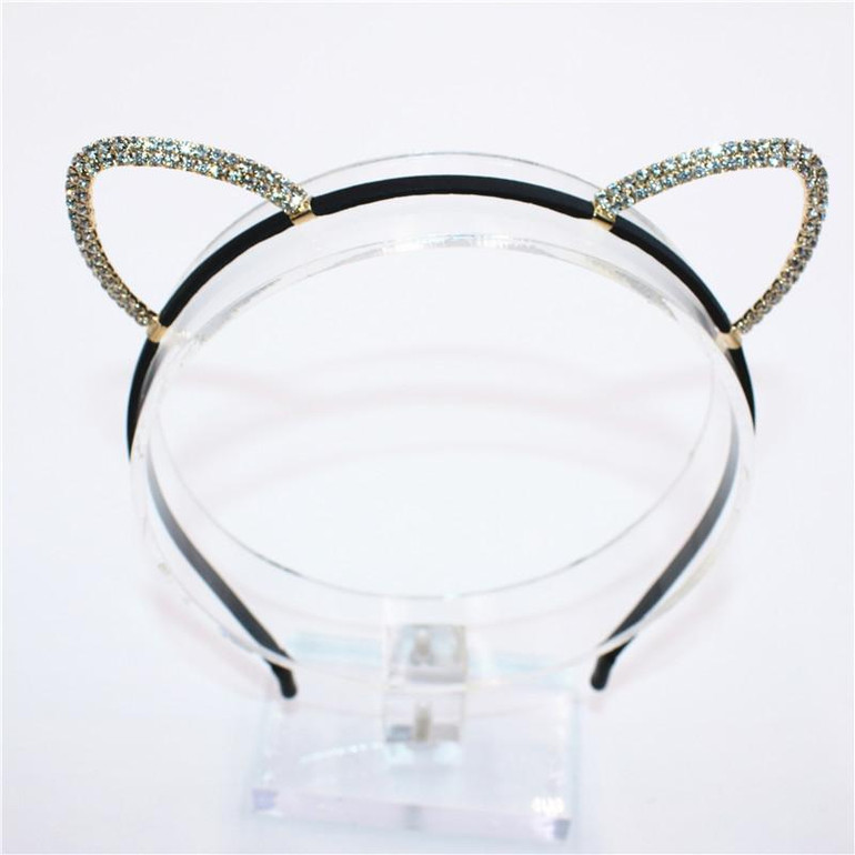 Girls Shine Cat Ear Princess Hairband Child Birthday Party Crown Headband Kids Crystal Diamond Tiara Hair Bands Hair Accessories