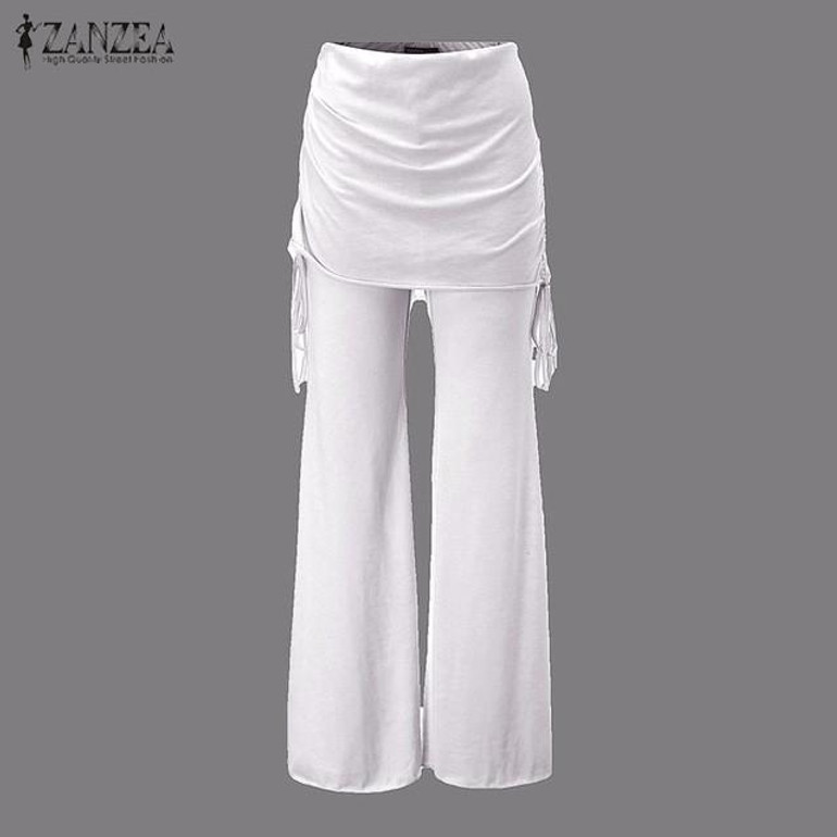 2017 ZANZEA Fashion Women Pants Comfortable Wide Leg Elastic Waist Pants Female Casual Loose Trousers Plus Size S-4XL